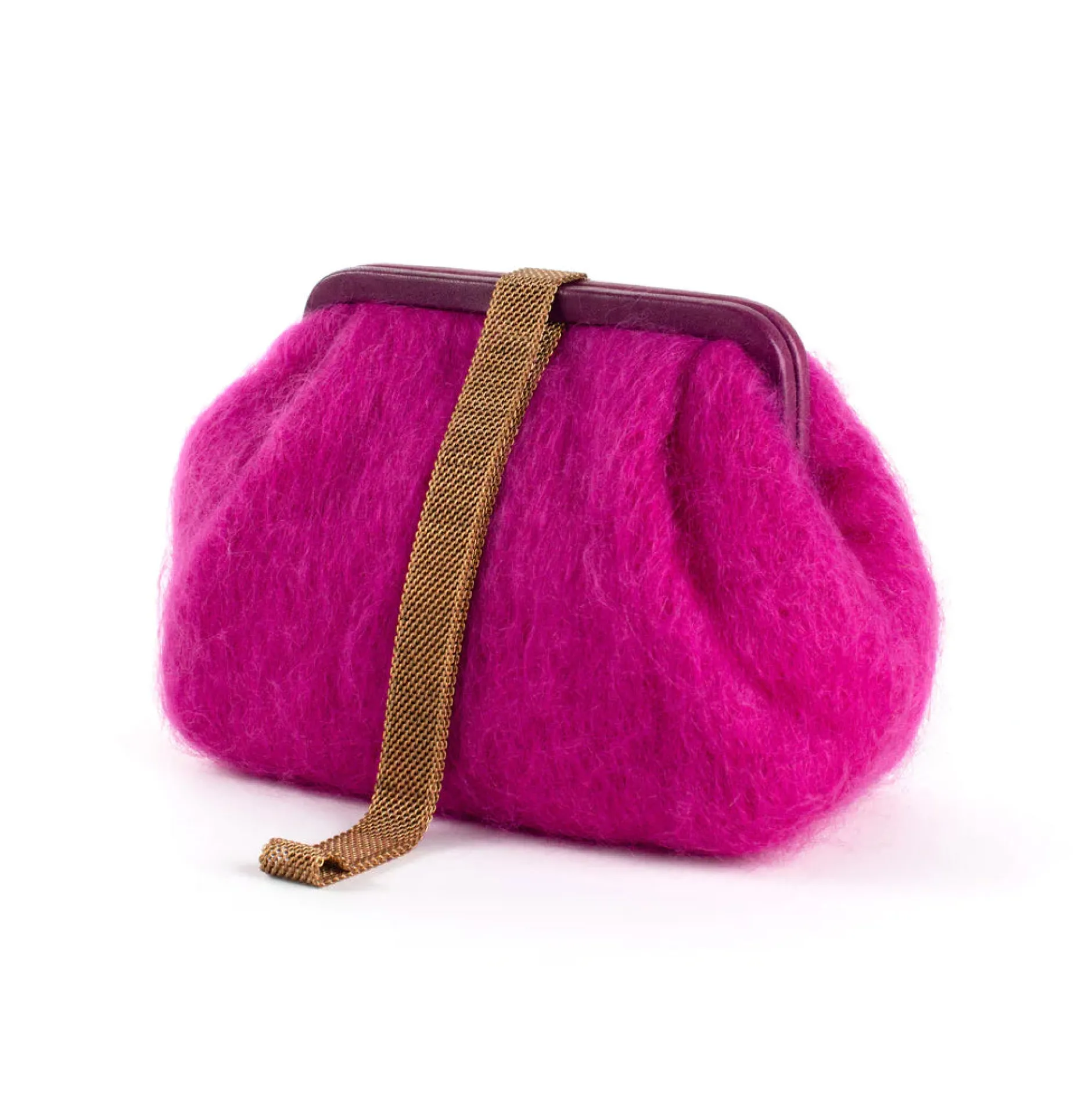 marian_paquette_susan_moh_0-2.webp Bags | Marian Paquette Susan Mohair Clutch with Vintage Chain Fuchsia