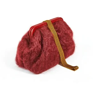 Bags | Marian Paquette Susan Mohair Clutch with Vintage Chain Wine