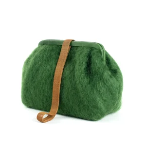 Bags | Marian Paquette Susan Mohair Clutch with Vintage Chain Green