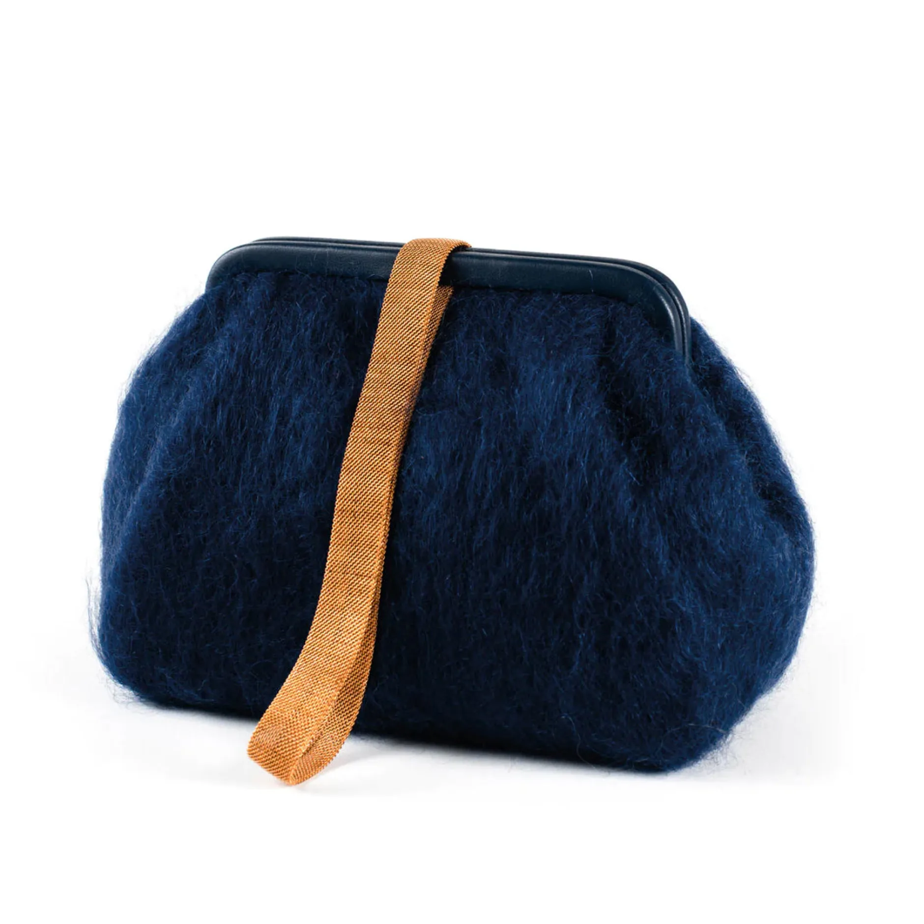 marian_paquette_susan_moh_0.webp Bags | Marian Paquette Susan Mohair Clutch with Vintage Chain Navy Blue