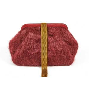 Bags | Marian Paquette Susan Mohair Clutch with Vintage Chain Wine