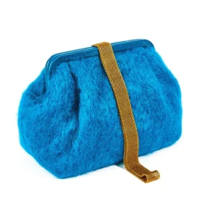 Bags | Marian Paquette Susan Mohair Clutch with Vintage Chain Teal