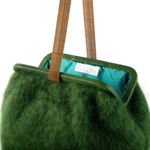 Bags | Marian Paquette Susan Mohair Clutch with Vintage Chain Green