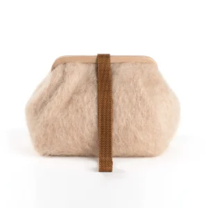 Bags | Marian Paquette Susan Mohair Clutch with Vintage Chain Natural