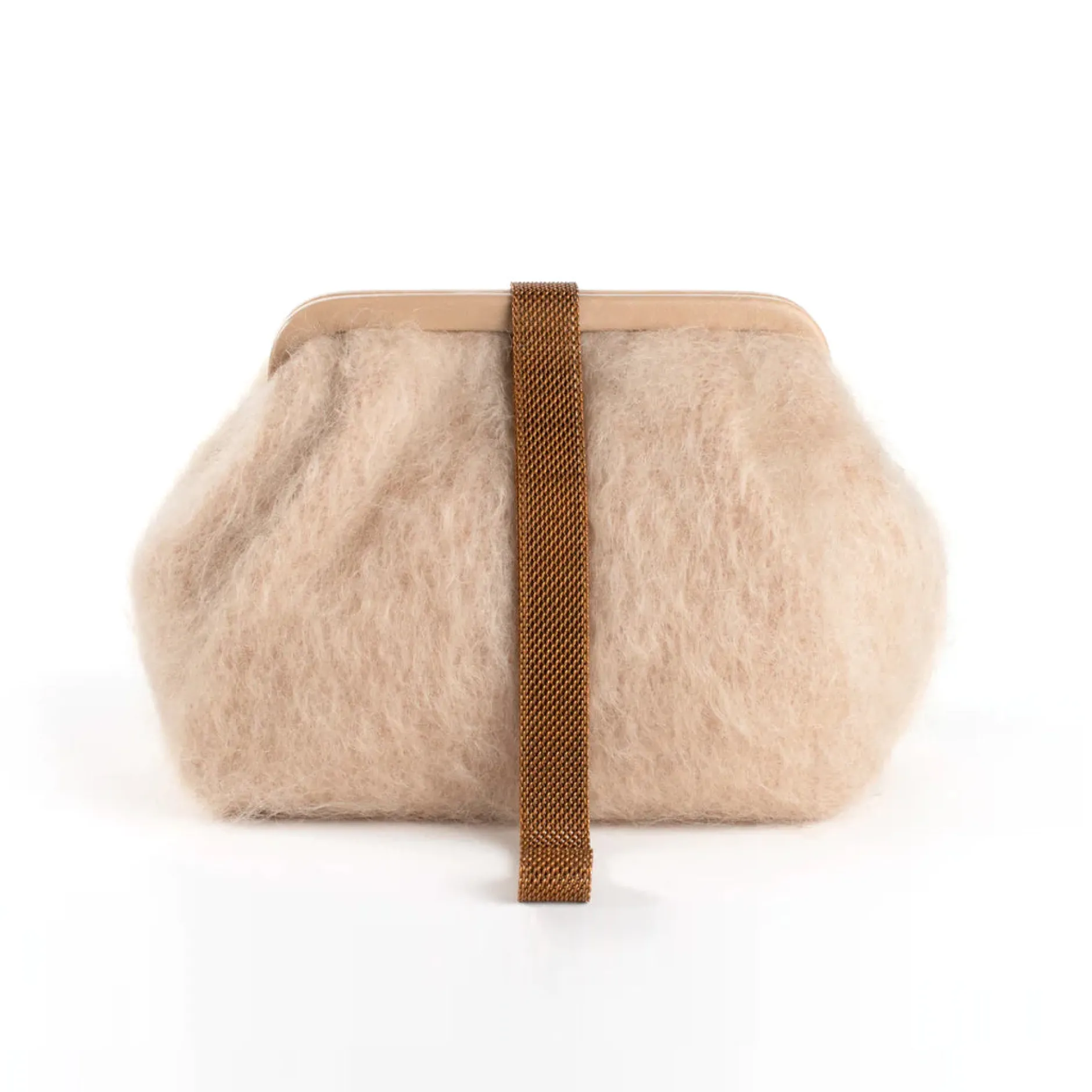 marian_paquette_susan_moh_1-6.webp Bags | Marian Paquette Susan Mohair Clutch with Vintage Chain Natural