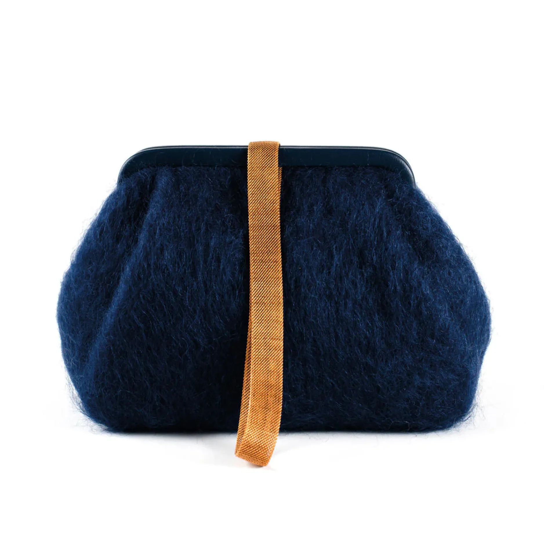 marian_paquette_susan_moh_1.webp Bags | Marian Paquette Susan Mohair Clutch with Vintage Chain Navy Blue