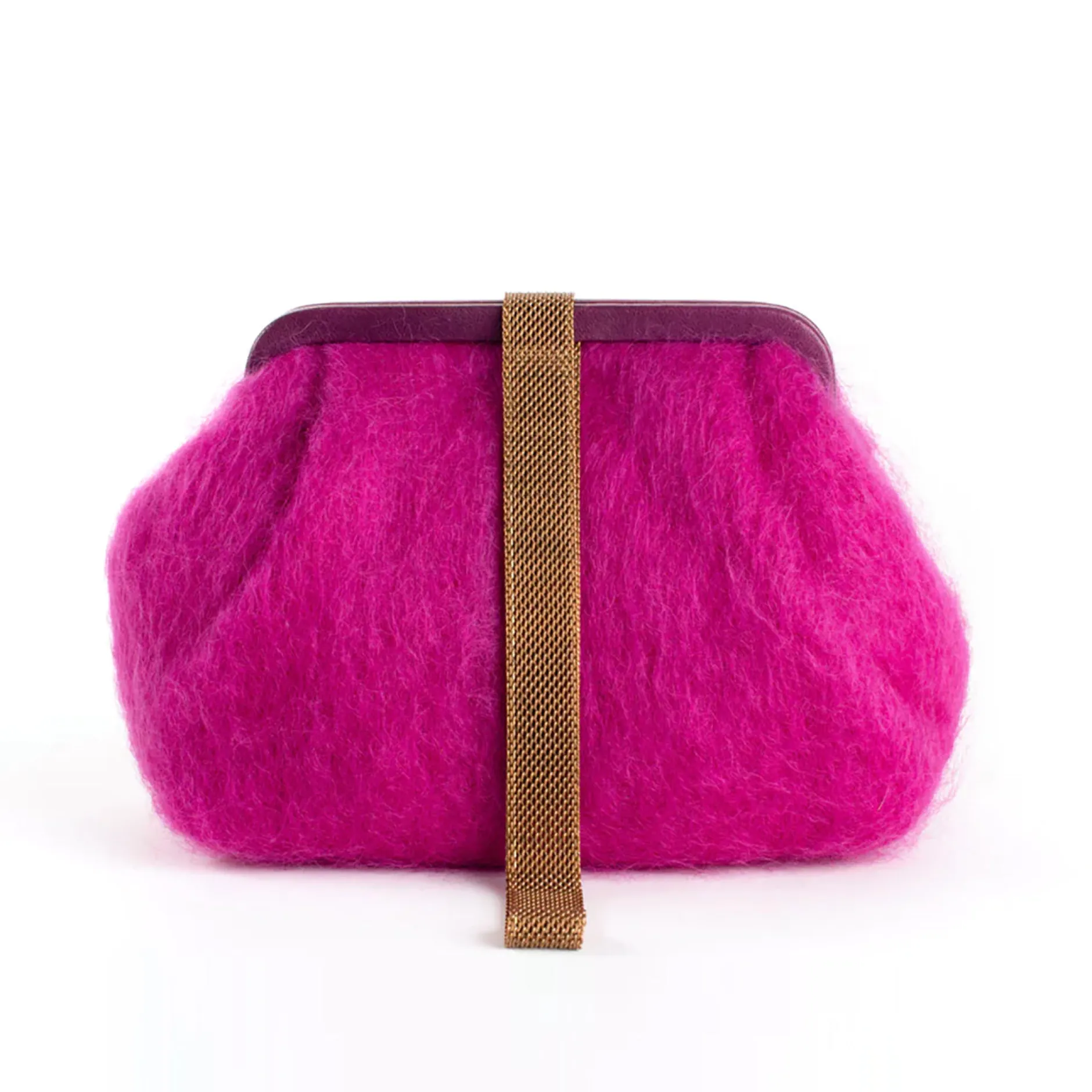 marian_paquette_susan_moh_2-1.webp Bags | Marian Paquette Susan Mohair Clutch with Vintage Chain Fuchsia