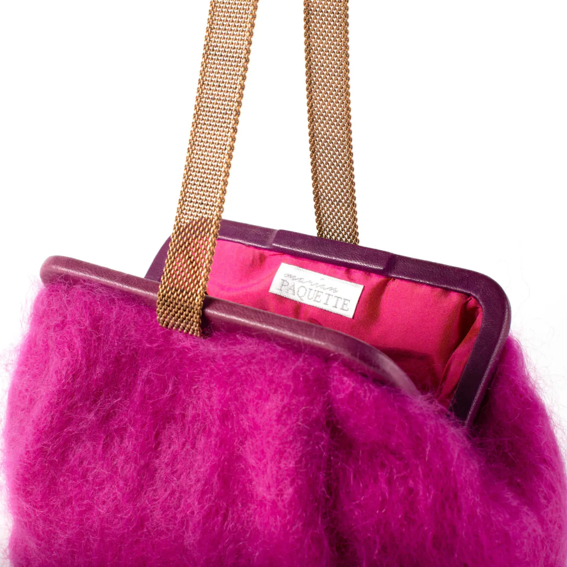 marian_paquette_susan_moh_3-1.webp Bags | Marian Paquette Susan Mohair Clutch with Vintage Chain Fuchsia