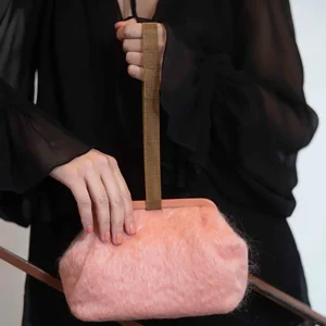 Bags | Marian Paquette Susan Mohair Clutch with Vintage Chain Blush