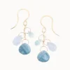 Jewelry | Melissa Joy Manning 14k Gold Blue Topaz, Chalcedony + Blue Opal Triple