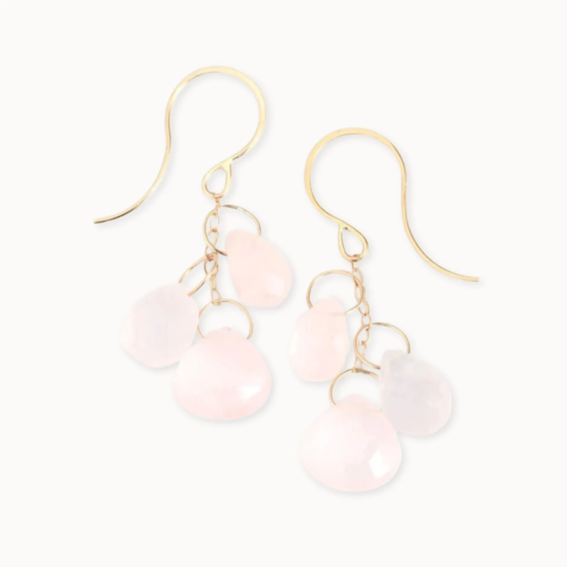 melissa_joy_manning_k_gol_0-2.webp Jewelry | Melissa Joy Manning 14k Gold Rose Quartz Triple Drop Chain Earrings