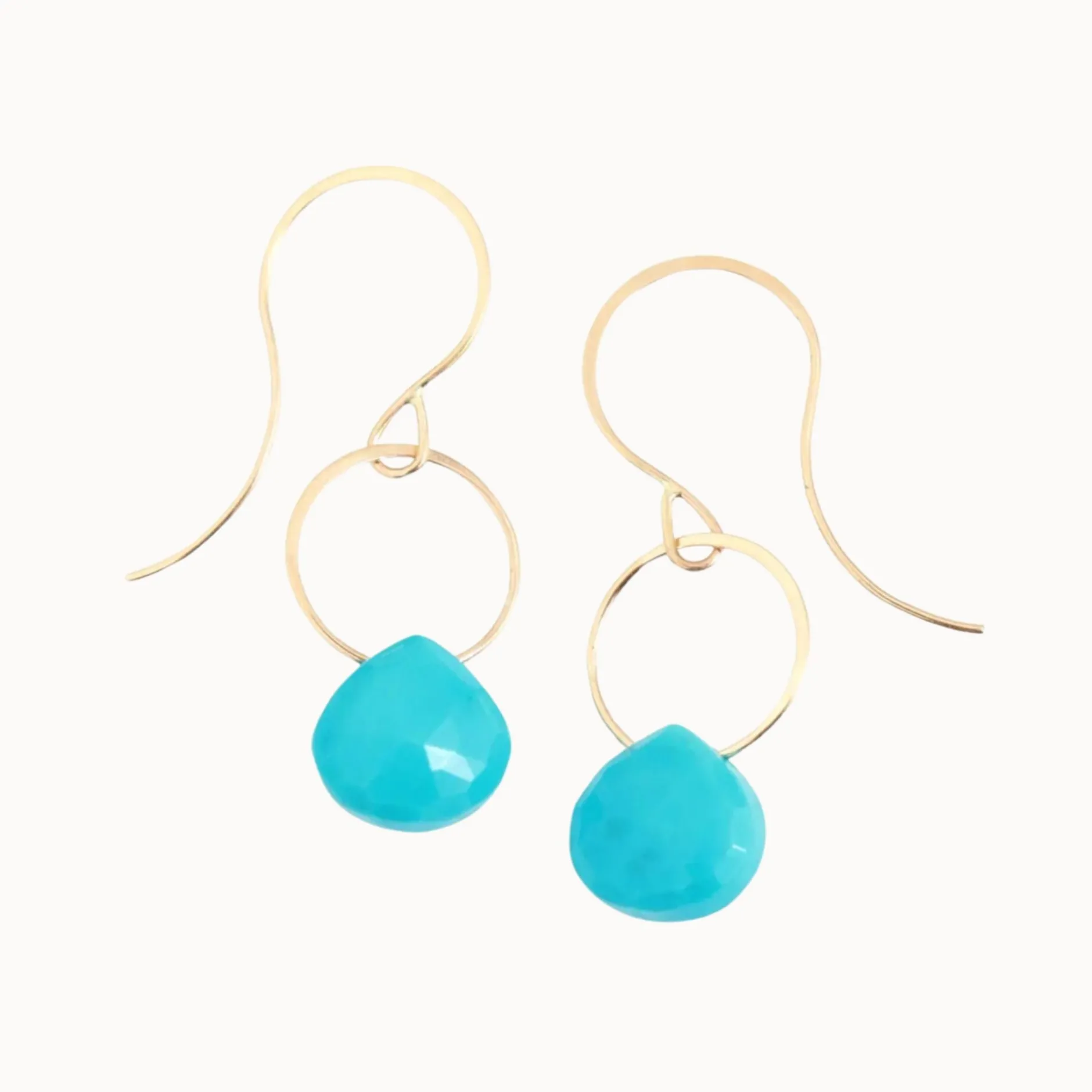 melissa_joy_manning_k_gol_0.webp Jewelry | Melissa Joy Manning 14k Gold Turquoise Single Hoop Drop Earrings