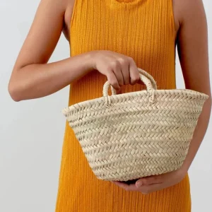 Bags | Thistle Hill Mini French Market Tote Basket Bag
