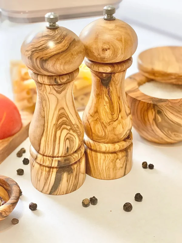 Home Decor | Pillows | Natural Olive Wood Olive Wood Salt & Peper Mill Set Small