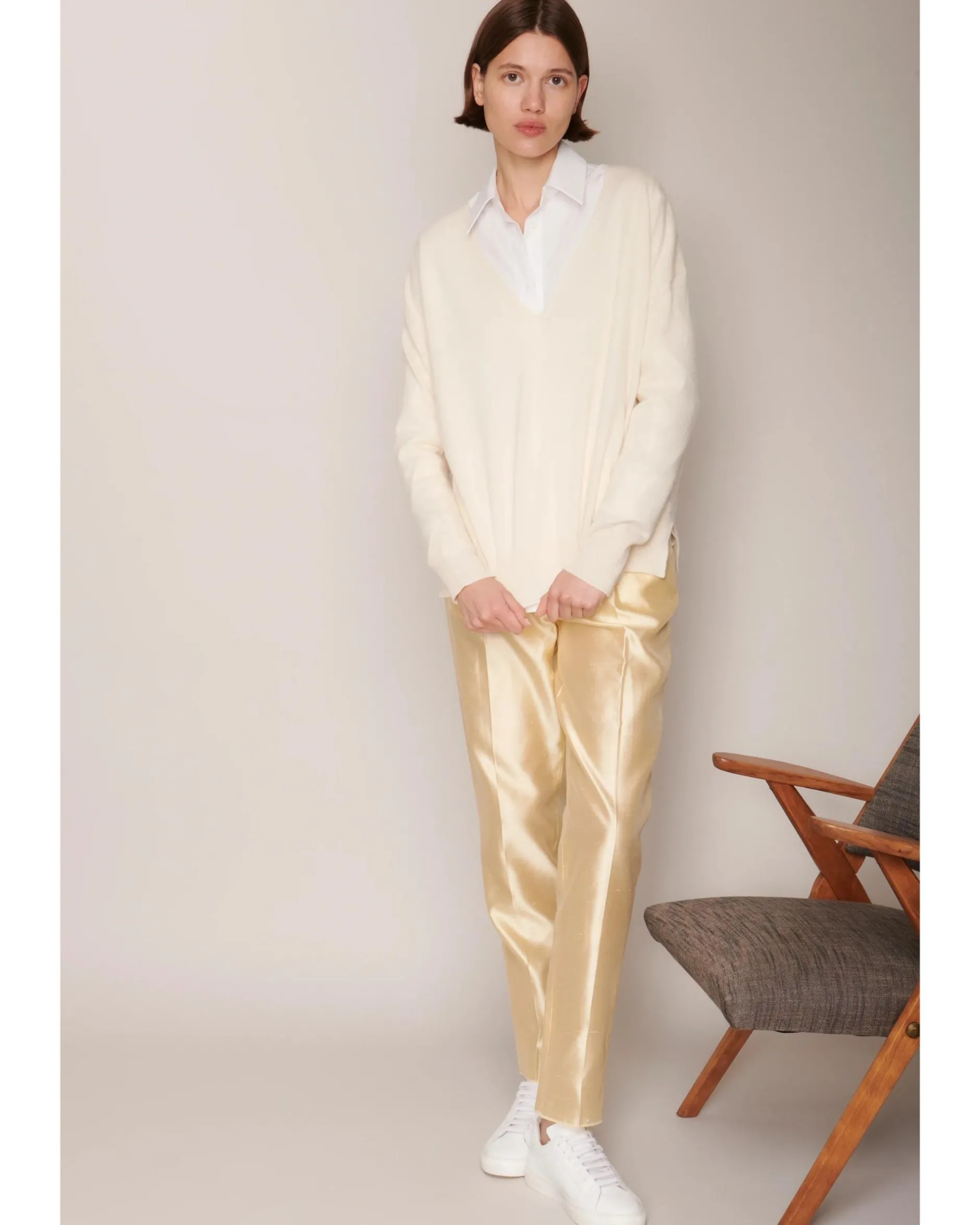 organic_by_john_patrick_a_0.webp Sweaters | Organic by John Patrick Ada V Neck 100% Undyed Cashmere Paper White