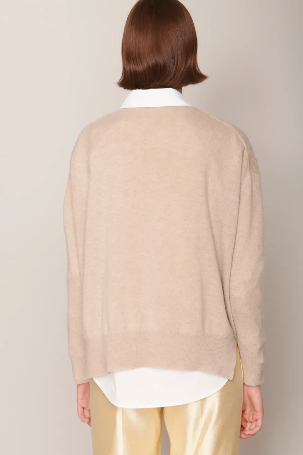 Sweaters | Organic by John Patrick Ada V Neck 100% Undyed Cashmere Birch