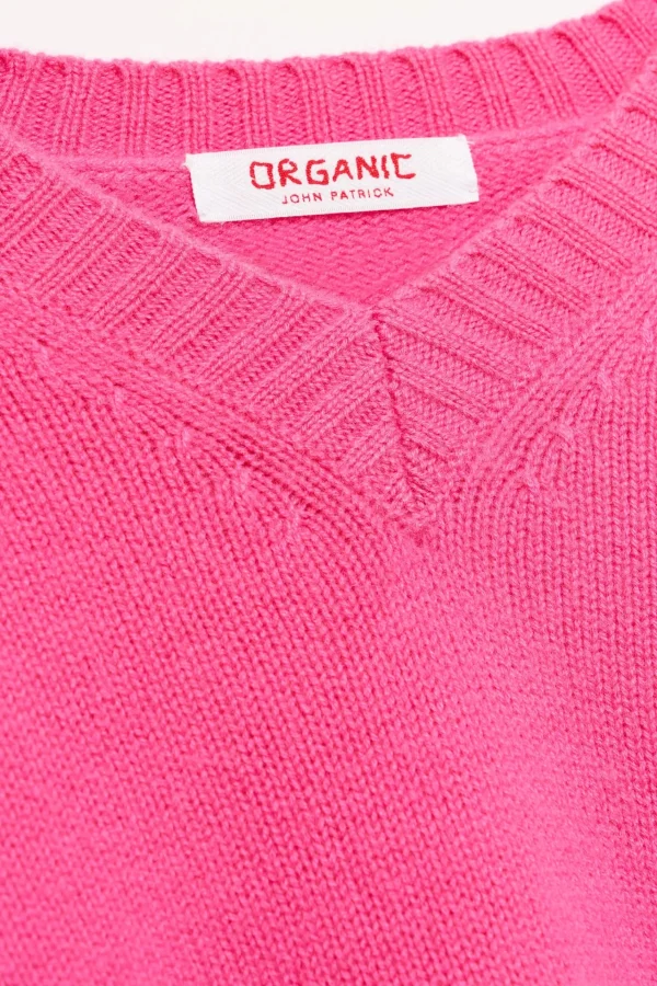 Sweaters | Organic by John Patrick Crop V Neck Fuschia