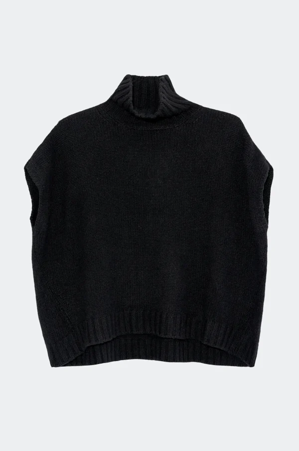Sweaters | Organic by John Patrick Cashmere Turtleneck Gilet Black