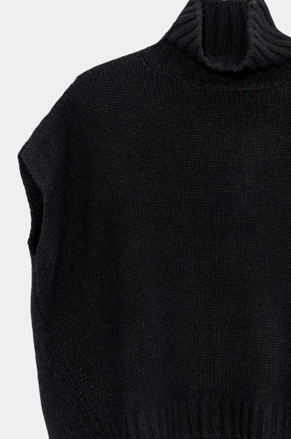 Sweaters | Organic by John Patrick Cashmere Turtleneck Gilet Black