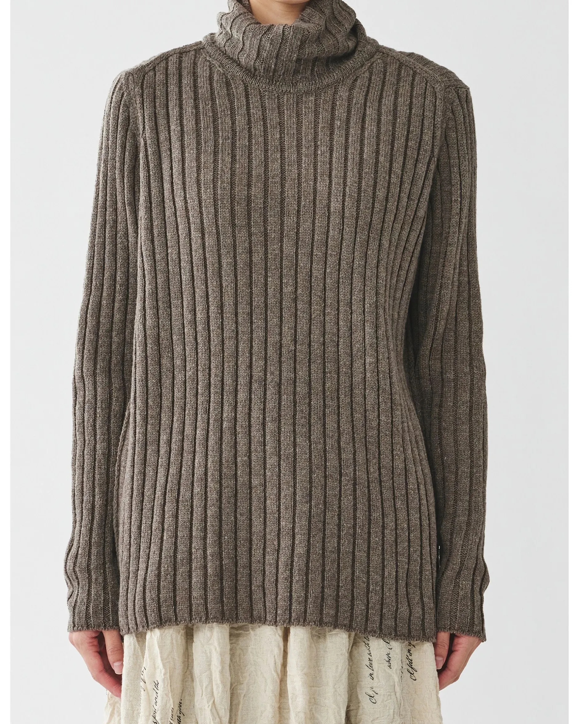 pas_de_calais_cashmere_la_0.webp Sweaters | Pas De Calais Cashmere Lamb Ribbed Turtle Neck Pullover Greige Wool