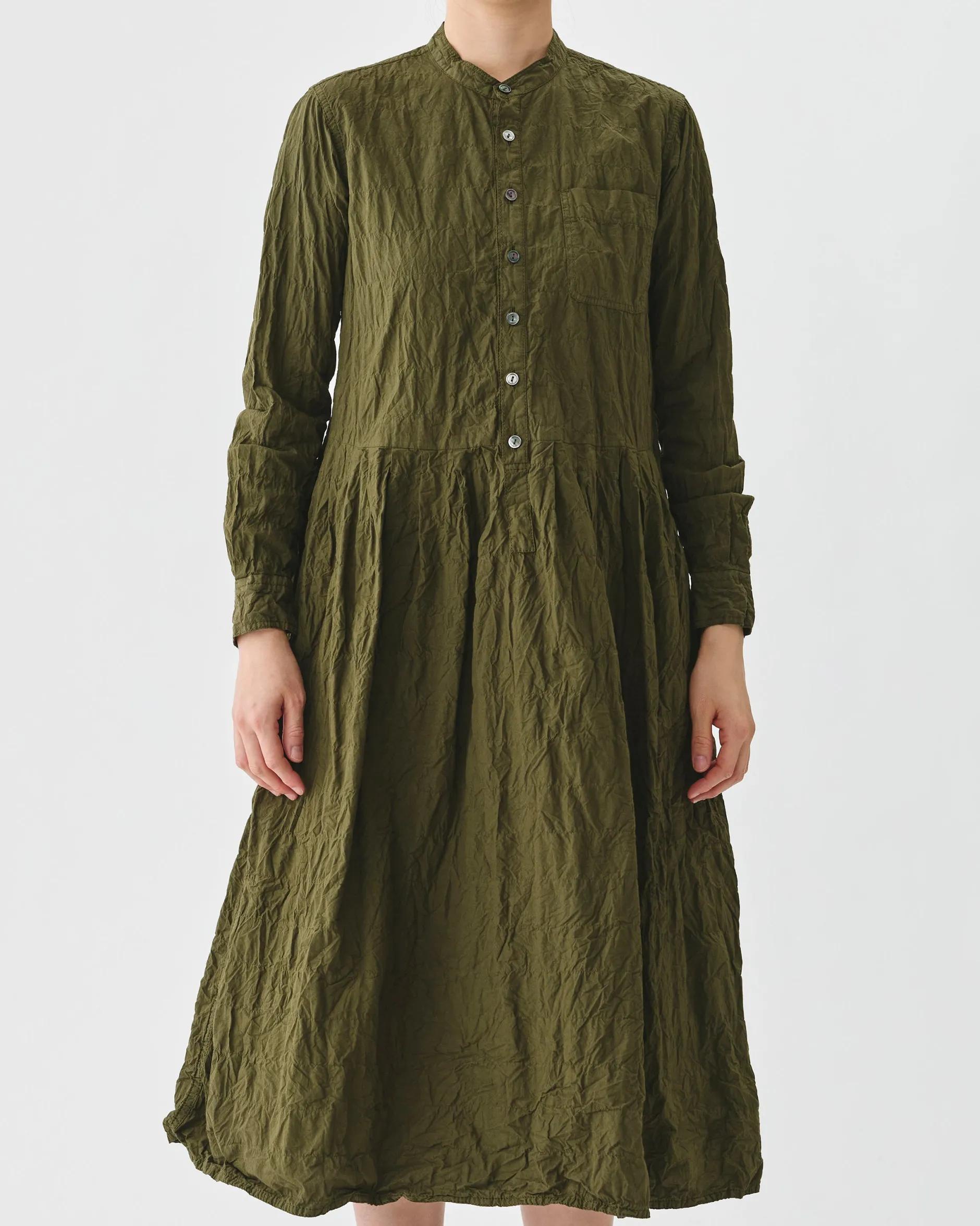 pas_de_calais_classic_cri_0-6.webp Dresses | Pas De Calais Classic Crinkle Cotton Dress Khaki