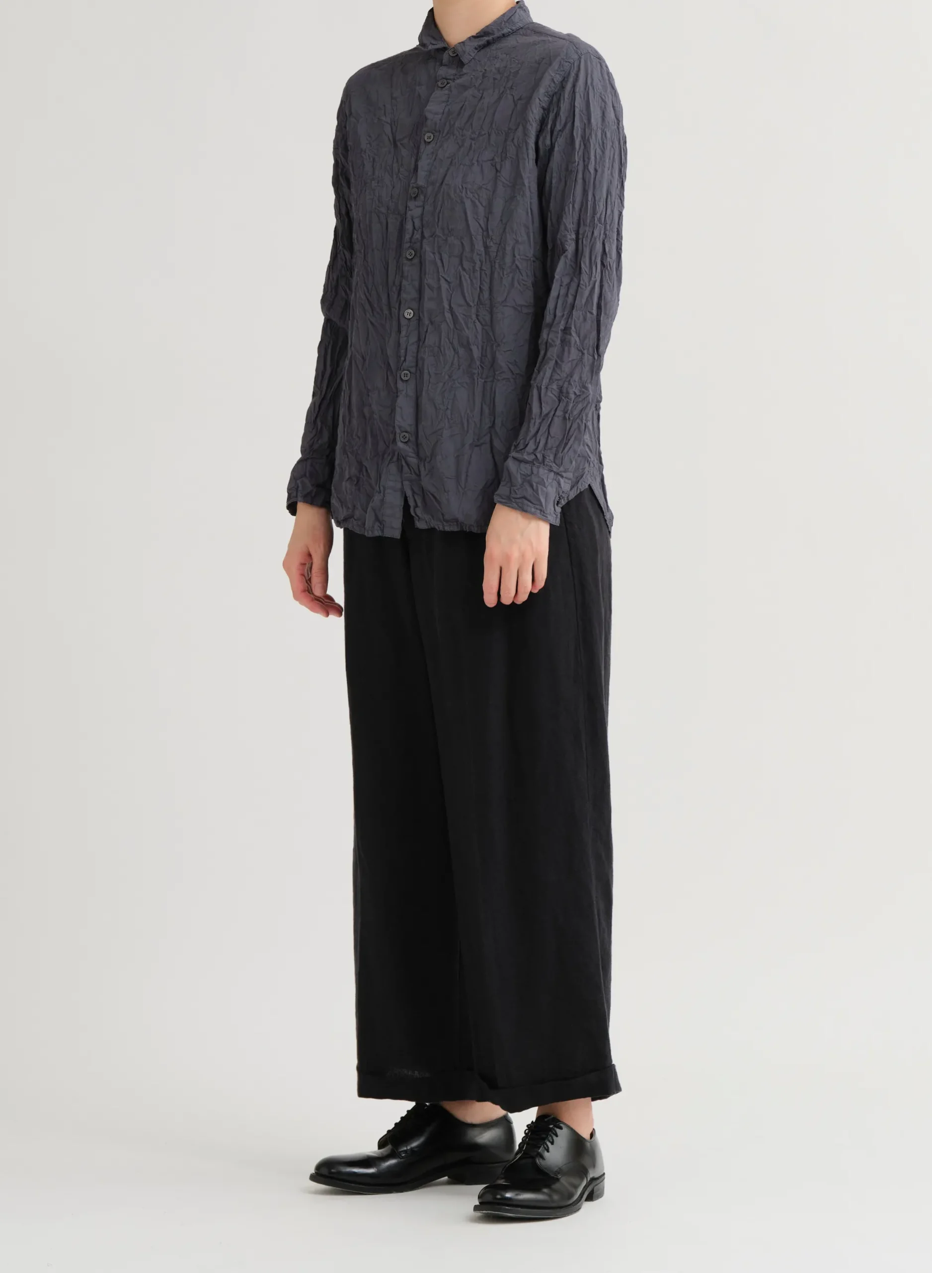pas_de_calais_classic_cri_1.webp Shirts + Tops | Pas De Calais Classic Crinkle Shirt Charcoal