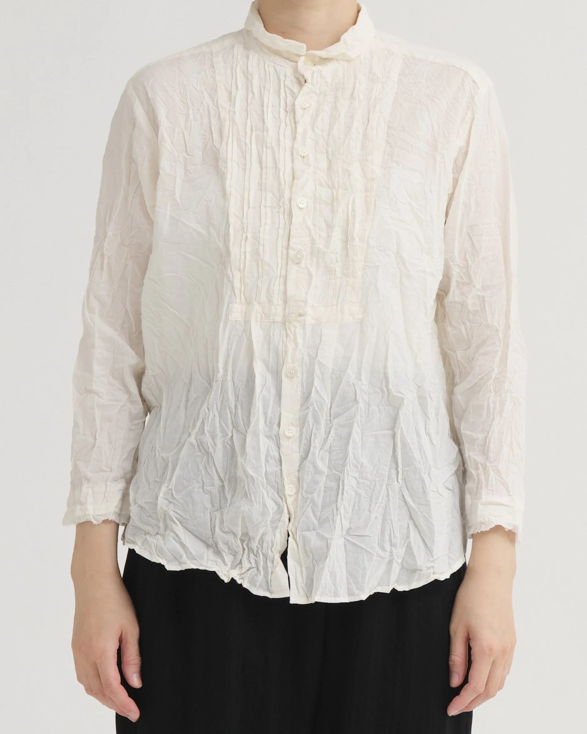 pas_de_calais_cotton_lawn_0-1.webp Shirts + Tops | Pas De Calais Cotton Lawn Random Pintuck Blouse Natural