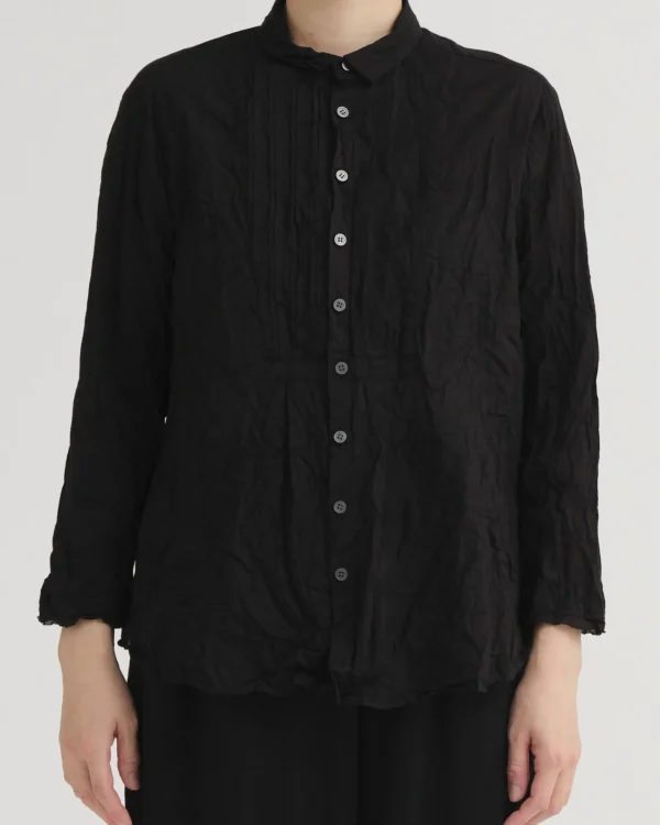 Shirts + Tops | Pas De Calais Cotton Lawn Random Pintuck Blouse Black