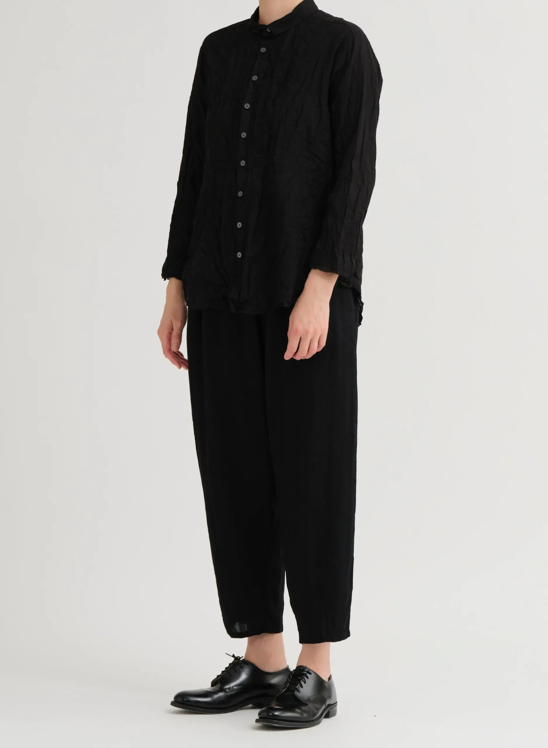 pas_de_calais_cotton_lawn_1.webp Shirts + Tops | Pas De Calais Cotton Lawn Random Pintuck Blouse Black