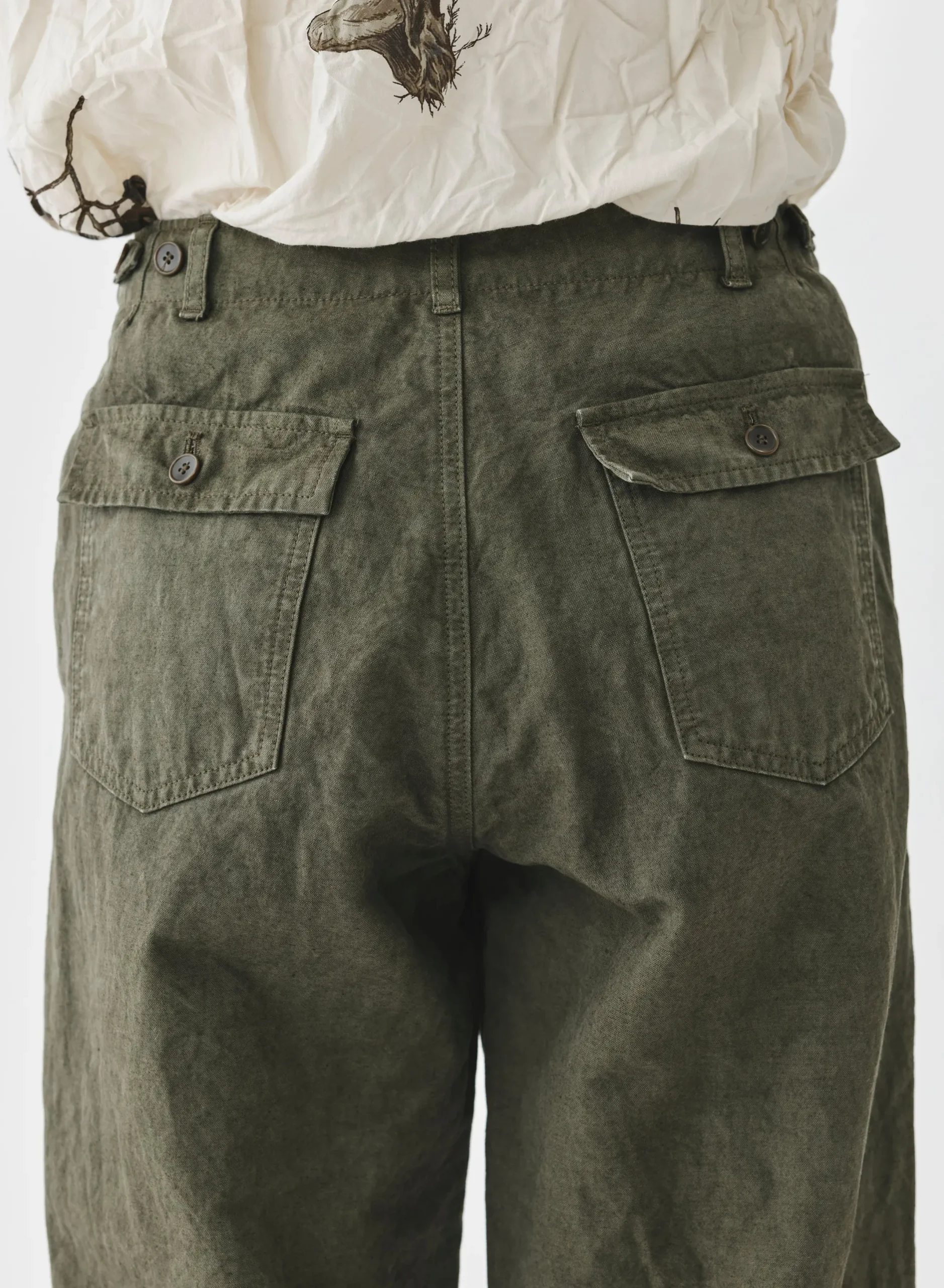 pas_de_calais_high_thread_2.webp Pants | Pas De Calais High Thread Count Cotton Linen Baker Pants Khaki