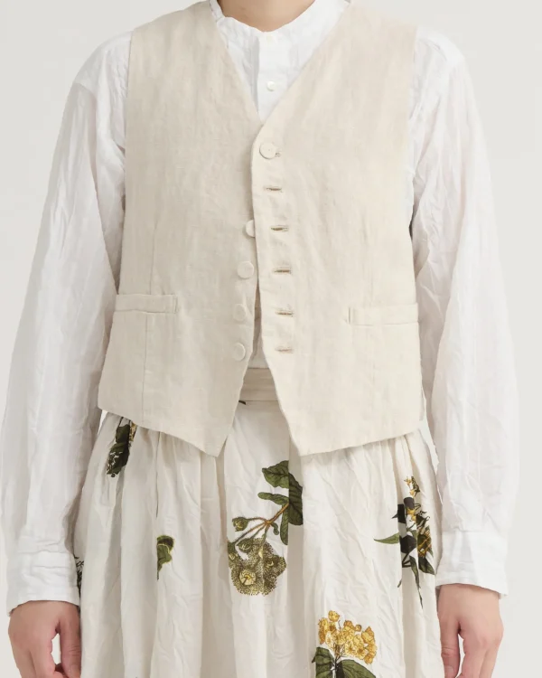 Outerwear | Sweaters | Pas De Calais LH Canvas + Yarn Dyed Stripe V Neck Vest Natural
