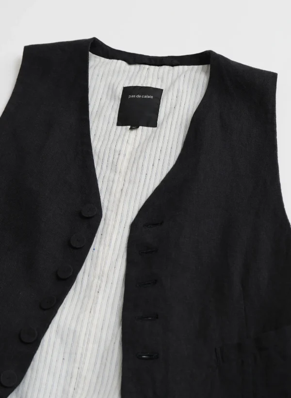 Outerwear | Sweaters | Pas De Calais LH Canvas + Yarn Dyed Stripe V Neck Vest Navy