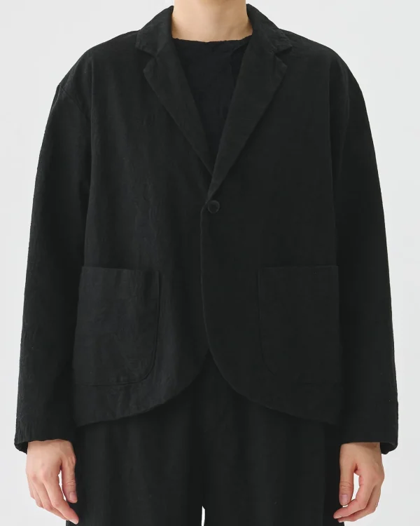 Outerwear | Pas De Calais Recycled Denim Coniferous Tree Jacquard Jacket Black