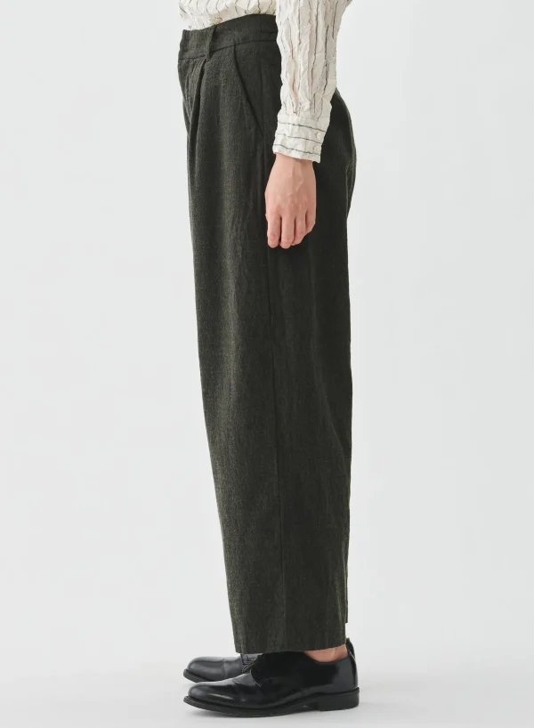 Pants | Pas De Calais Washed Cotton Wool Wide Pants Khaki