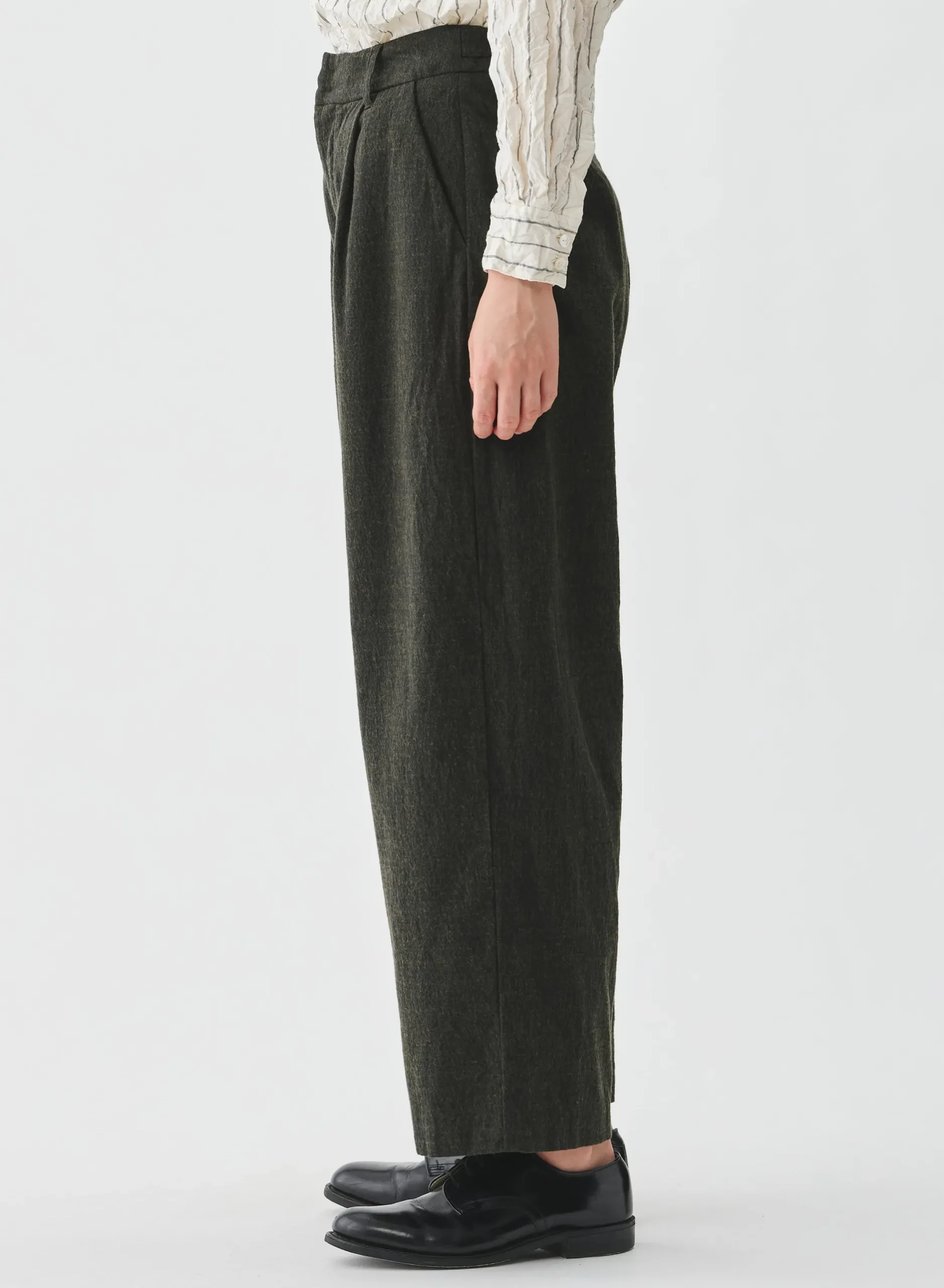 pas_de_calais_washed_cott_1.webp Pants | Pas De Calais Washed Cotton Wool Wide Pants Khaki