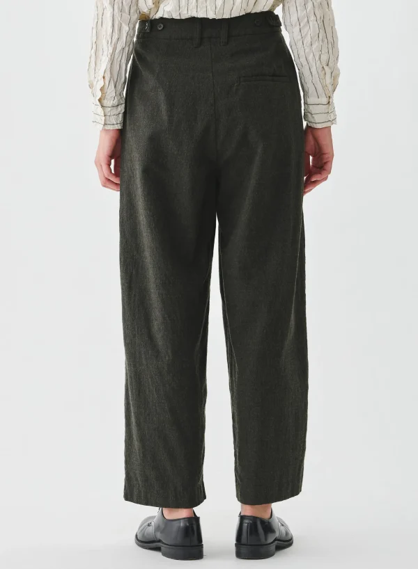 Pants | Pas De Calais Washed Cotton Wool Wide Pants Khaki