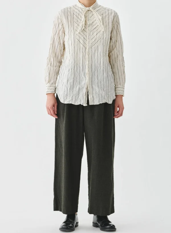 Pants | Pas De Calais Washed Cotton Wool Wide Pants Khaki