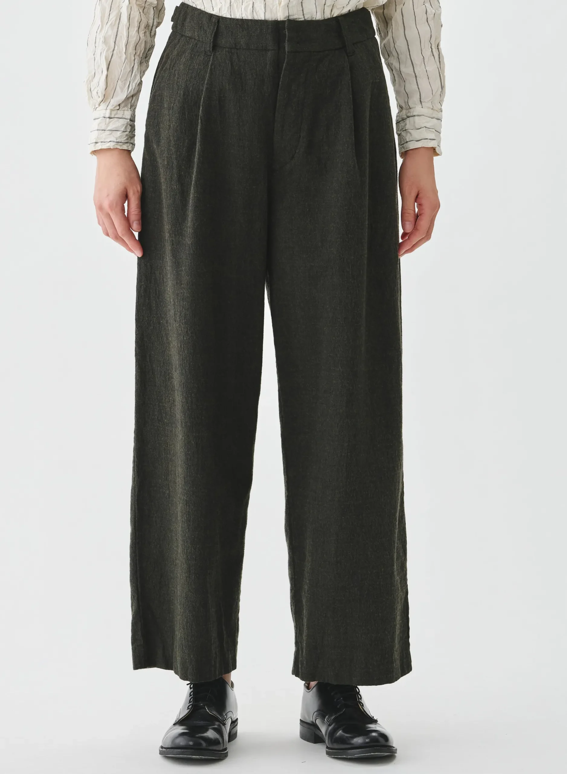 pas_de_calais_washed_cott_5.webp Pants | Pas De Calais Washed Cotton Wool Wide Pants Khaki
