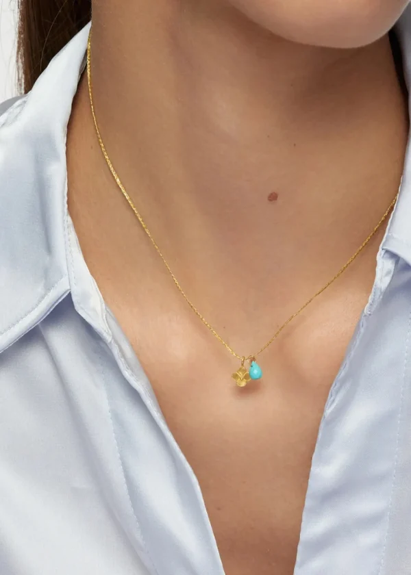 Jewelry | Pippa Small 18kt Gold Anemone and Single Tiny Pendant on Cord Necklace