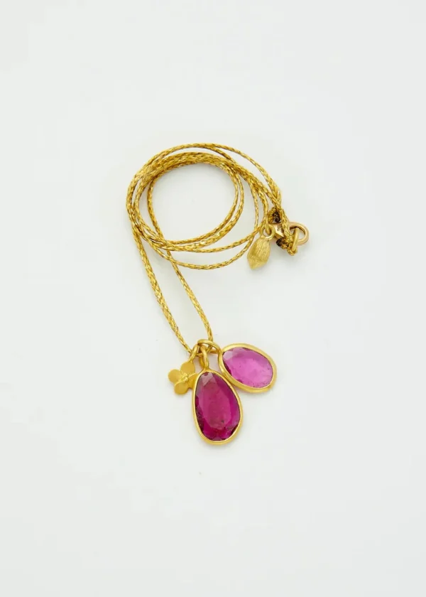 Jewelry | Pippa Small 18kt Gold Iris Double Pink Tourmaline and Anemone Necklace