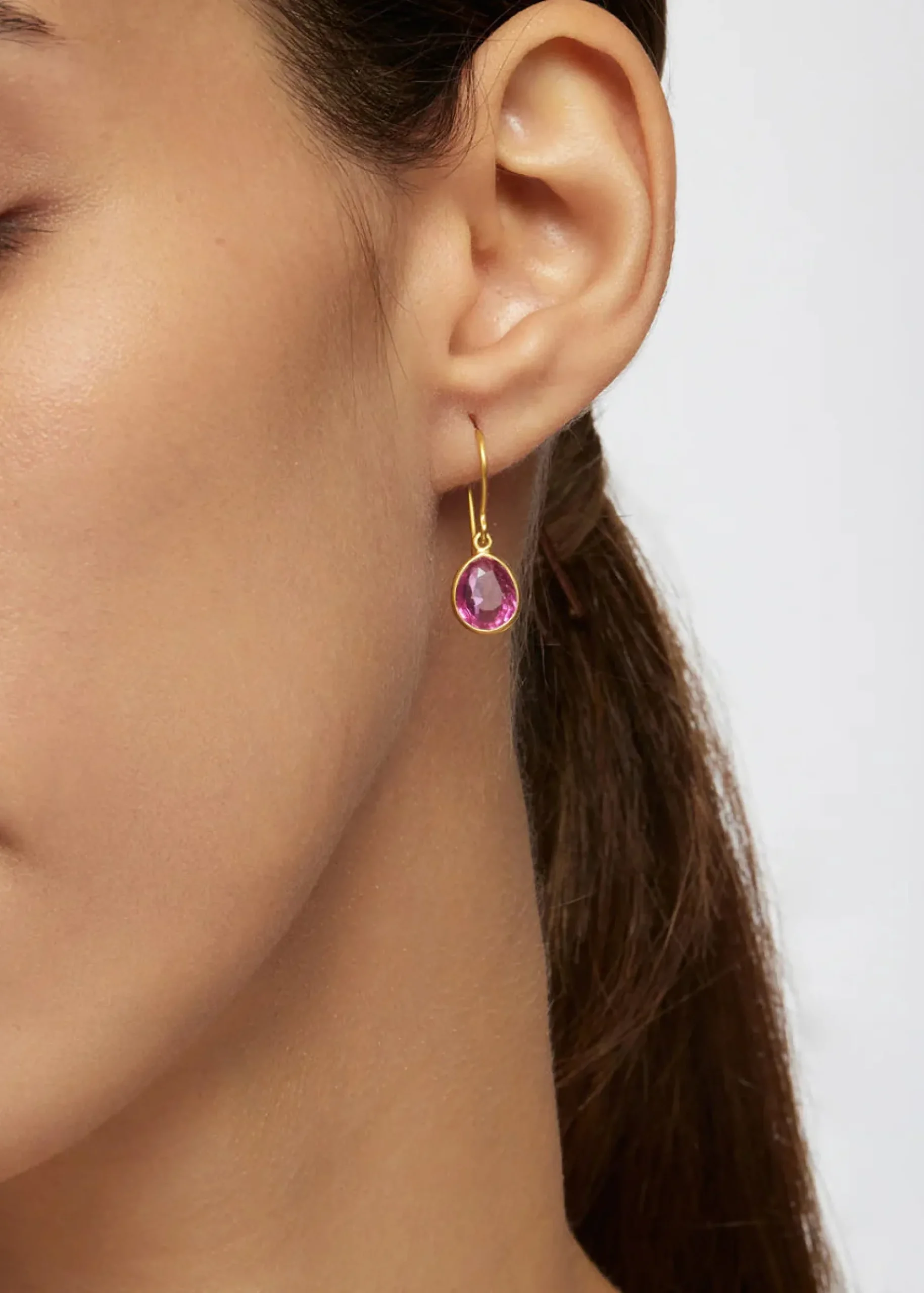 pippa_small_kt_gold_iris__2-1.webp Jewelry | Pippa Small 18kt Gold Iris Single Drop Earrings Pink Tourmaline