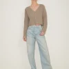 Sweaters | Sablyn Bianco Cropped V Neck Cardigan Eco Gravel