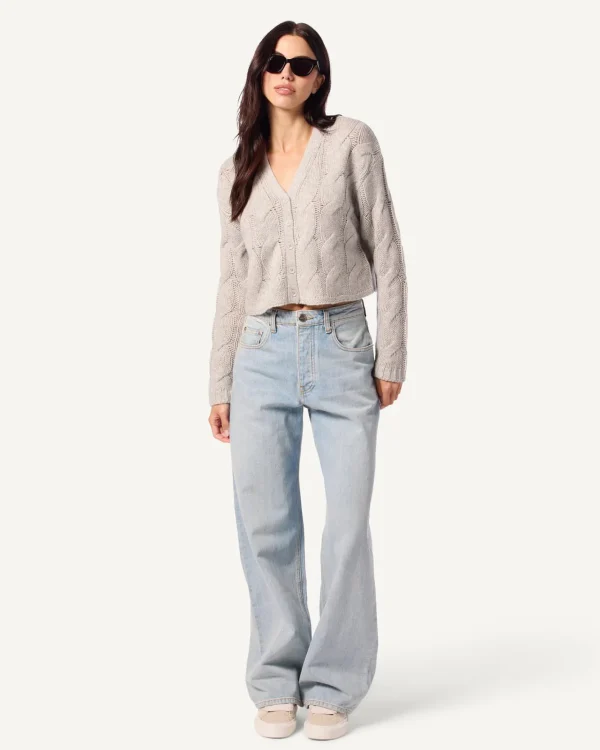 Sweaters | Sablyn Jolie V-Neck Cropped Cable Cardigan Foggy