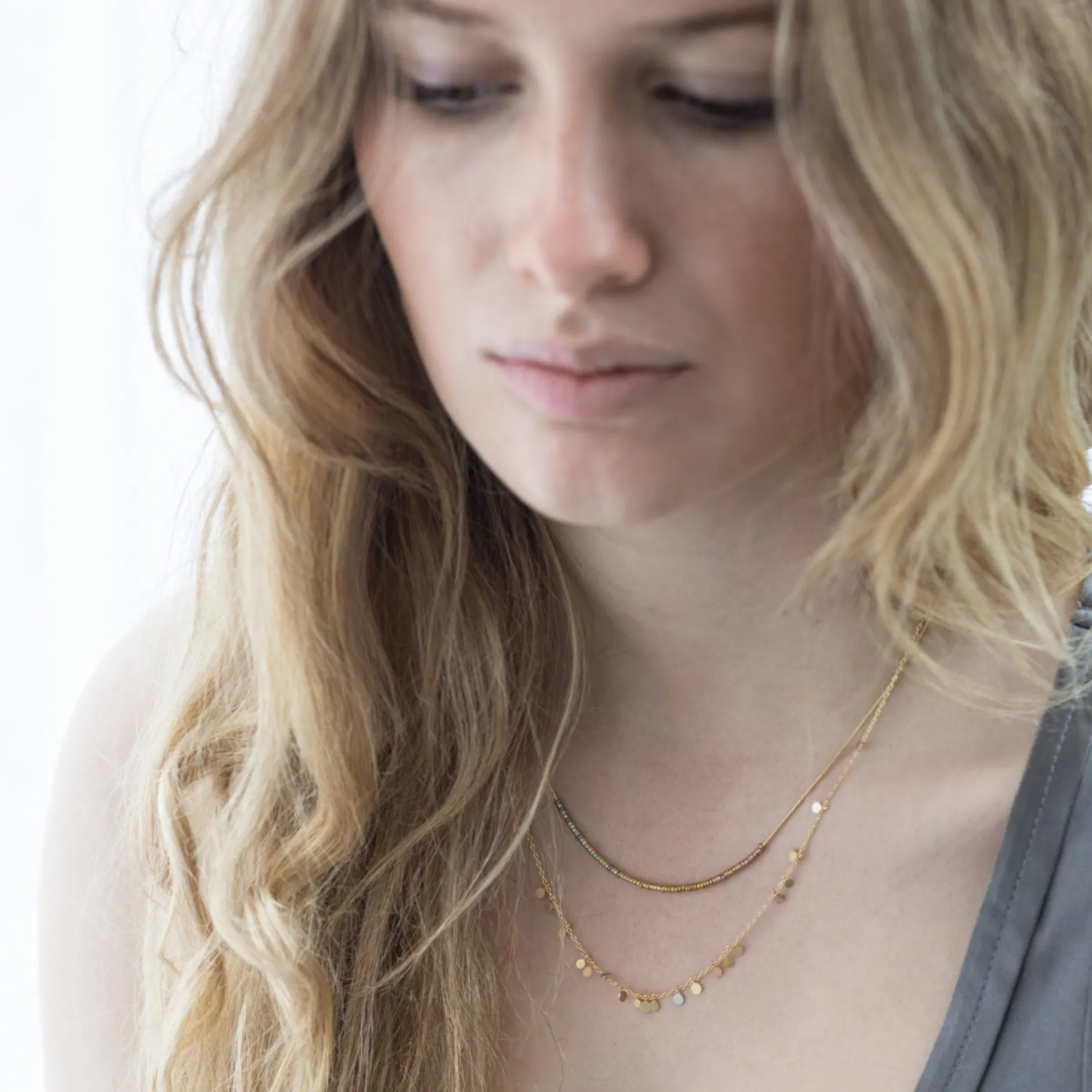sia_taylor_k_rainbow_rand_1.webp Jewelry | Sia Taylor 18K Rainbow Random Dots Necklace