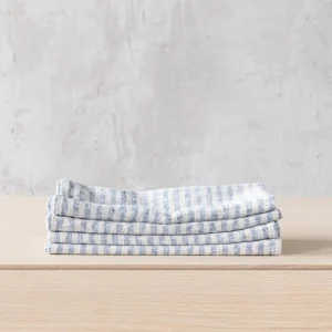 Home Decor | Pillows | Thistle Hill Striped Linen Napkins Indigo Natural Brittany