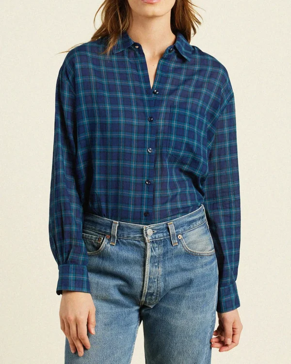 Shirts + Tops | Trovata Black Oversized Shirt Oceanside Plaid