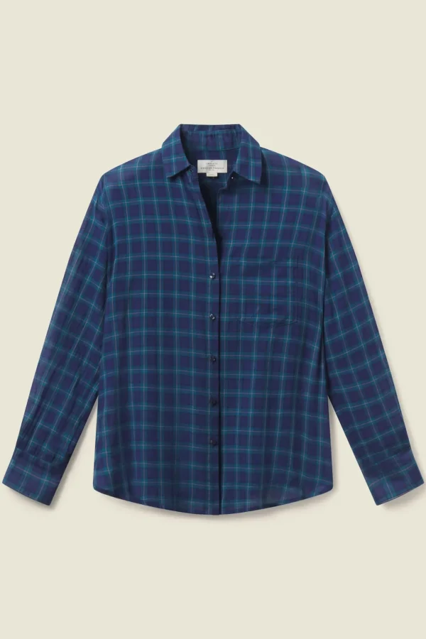 Shirts + Tops | Trovata Black Oversized Shirt Oceanside Plaid