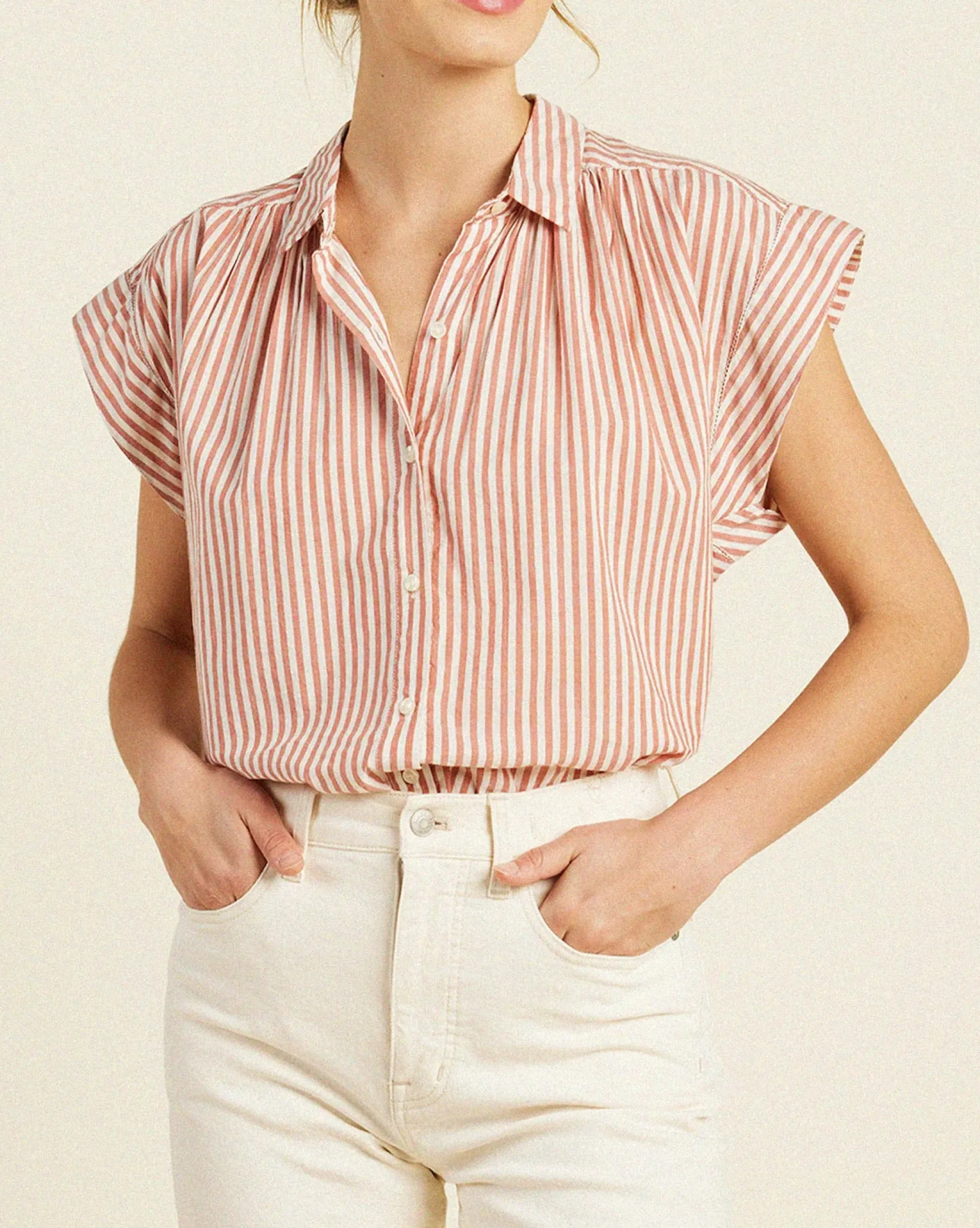 trovata_della_shirt_brand_0.webp Shirts + Tops | Trovata Della Shirt Brandy Stripe