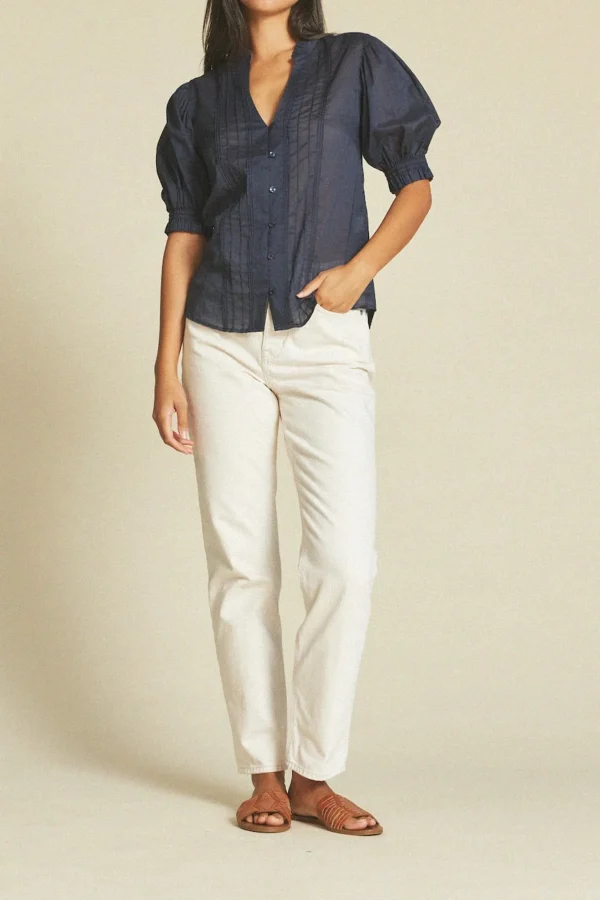 Shirts + Tops | Trovata Eliza Blouse Navy