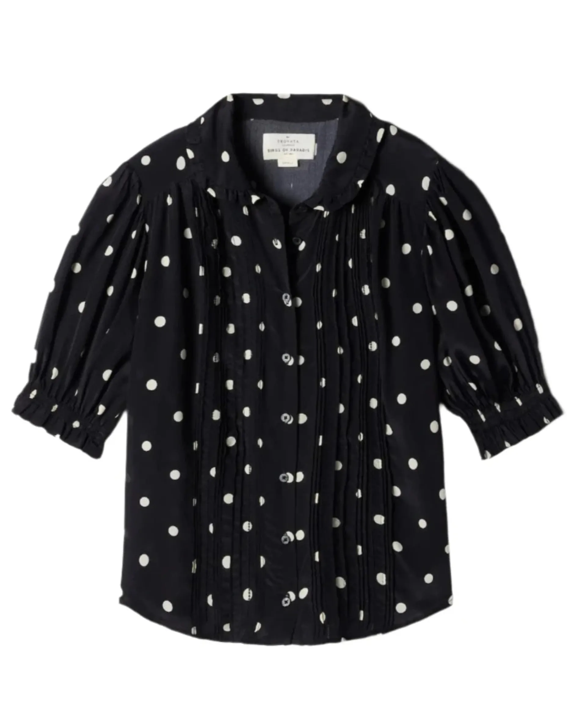 trovata_gemma_blouse_blac_0.webp Shirts + Tops | Trovata Gemma Blouse Black Polka Dots